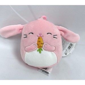 New Squishmallows Bop Easter Bunny Rabbit 3.5” Plush Toy Clip Spring pink